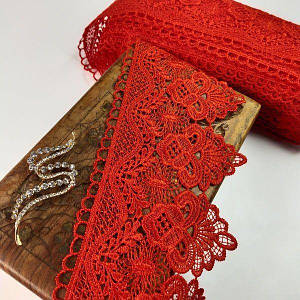 (1 метр) Мереживо макраме Sindtex 11 см колір - червоний (37м-D22225a-4)