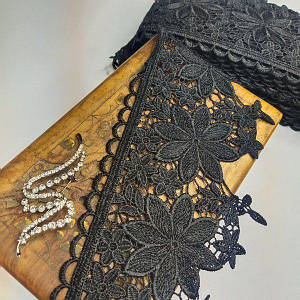 (1 метр) Мереживо макраме Sindtex 11 см колір - чорний (34м-C70323-2)