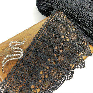 (1 метр) Мереживо макраме Sindtex 12 см колір - чорний (17м-L0370-2)