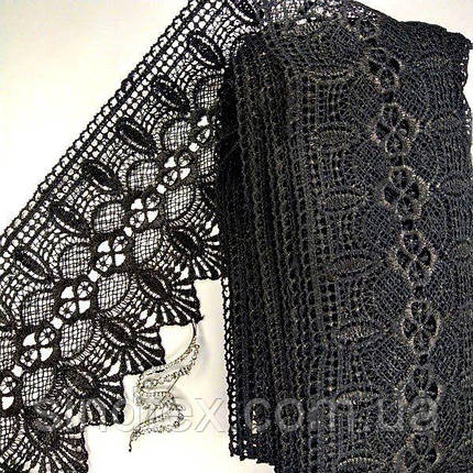 (1 метр) Мереживо макраме Sindtex 12 см колір - чорний (17м-L0370-2), фото 2