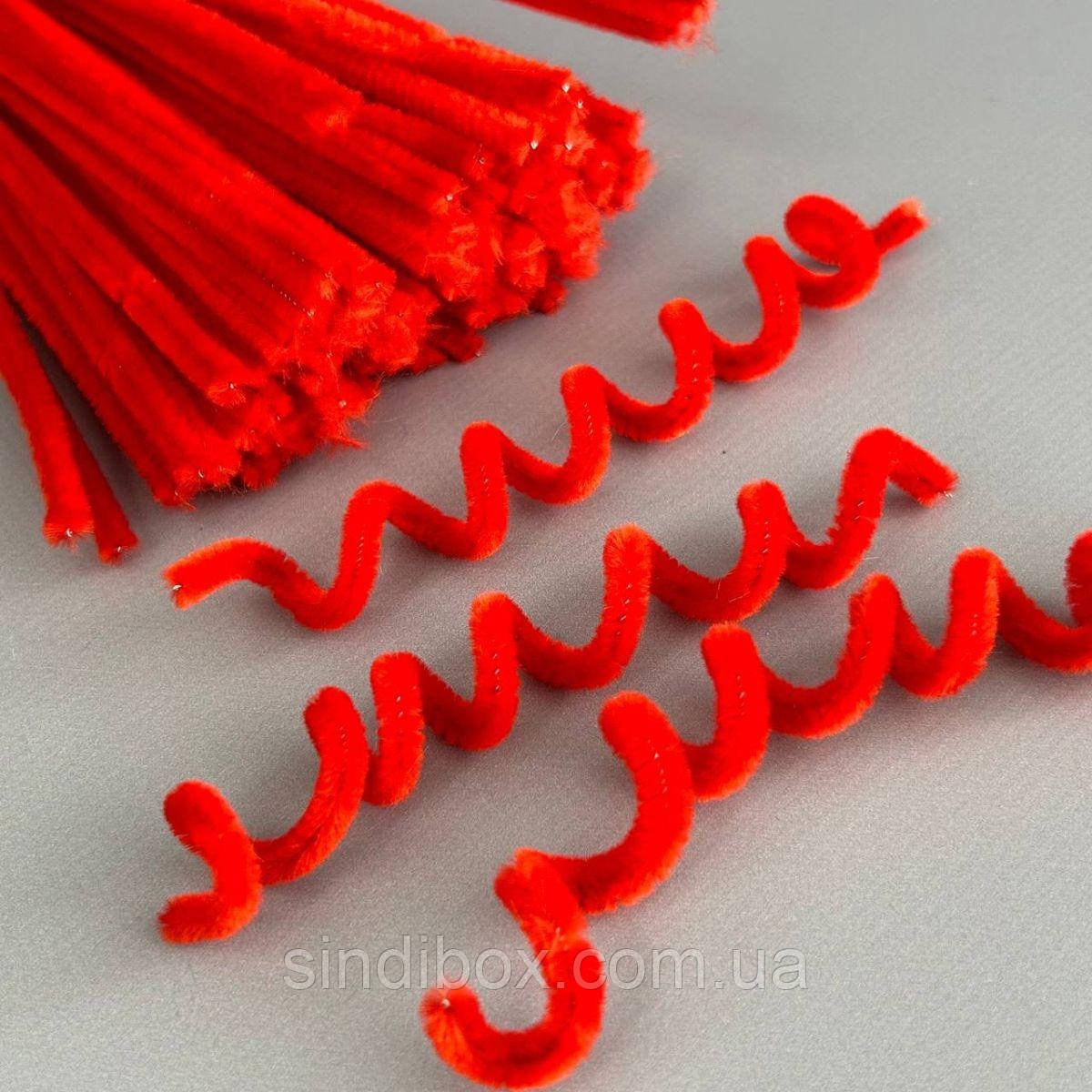 Пухнастий дріт (синель) 30 см - червоний, фото 1