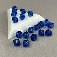(20 гр) Намистини пластик біконус Ø10 мм, - синій
