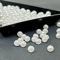 (20 грам) Намистини пластик  Ø4мм - білий перламутр