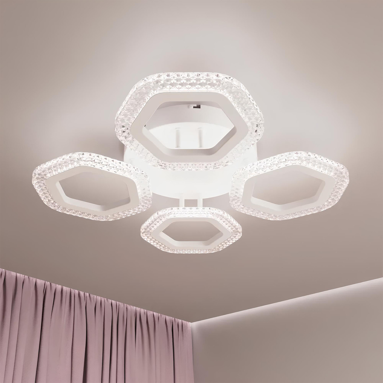Біла стельова Led-люстра на 80W з пультом, до 18 м² V LI8490B-4