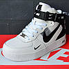 Зимові кросівки Nike Air Force 1 Winter TM White теплі Найк Форс білі з чорним шкіряні на хутрі високі чоловічі жіночі, фото 6