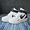 Зимові кросівки Nike Air Force 1 Winter TM White теплі Найк Форс білі з чорним шкіряні на хутрі високі чоловічі жіночі, фото 5