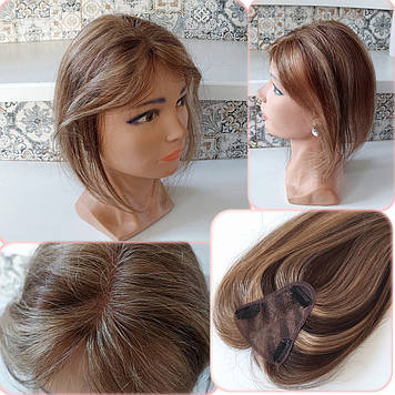 Накладка топпер з натурального волосся на маківку, моно-система TIARA Q12"- 4ТТ27