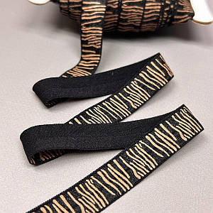 Бейка трикотажна-стрейч коричнева смужка -1,5 см