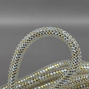 (19 метрів, D-10мм) Регілін трубчастий з люрексом - бежевий із золотом