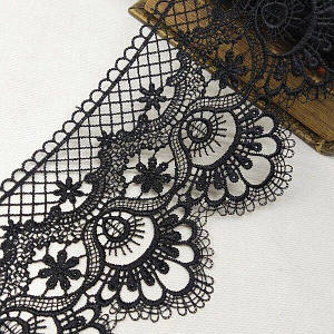 (1 м) Мереживо макраме Sindtex 13 см Колір -Чорний (M729-107-039)