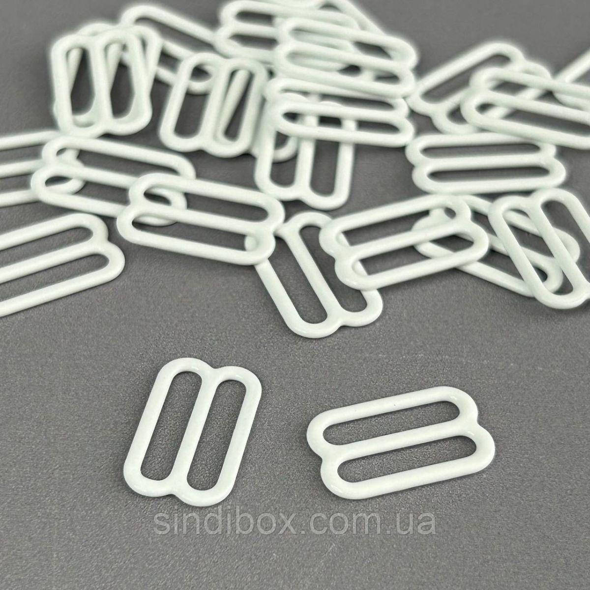 10 шт. - Білий 1,5 см регулятор (МЕТАЛ) для бретелів бюстгальтера (вісімка), фото 1