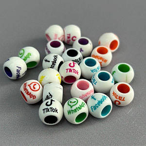 (20 г) Пластикові намистини Tik-Tok 9х11мм (прим. 23 шт) - МІКС білий