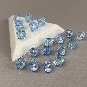 (20 гр) Намистини пластик біконус Ø10 мм, - блакитний