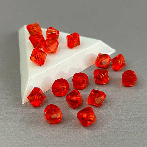 (20 гр) Намистини пластик біконус Ø10 мм, - червоний