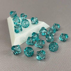 (20 гр) Намистини пластик біконус Ø12 мм, - бірюзовий