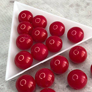 (20 грам) Намистини пластик Ø12 мм, - червоний