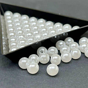 (20 грам) Намистини пластик  Ø6мм - білий перламутр