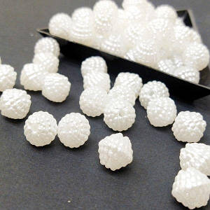 (20 грам) Намистини пластикові біконус 9х10мм, Колір - білий