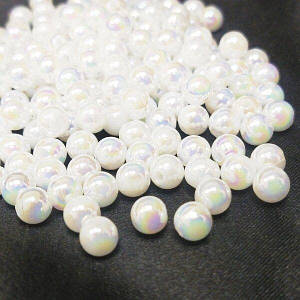 (20 грам) AB Перлини пластик Ø6мм, - білий з АВ