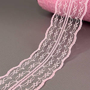 Гипюровое кружево сетка 4,5 см - рожеве