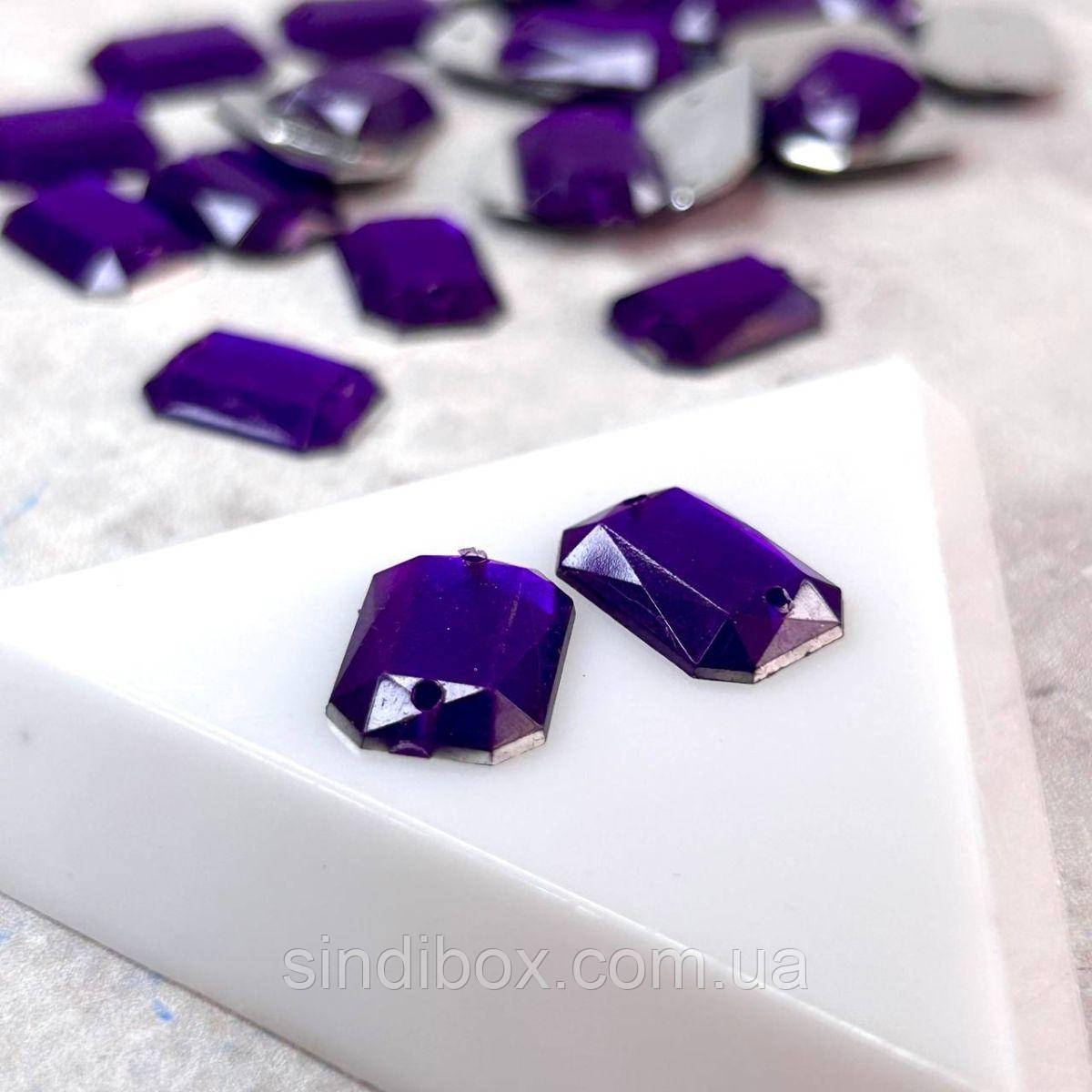 25 шт - Стрази акрилові пришивні 10х14 мм, фіолетовий, фото 1