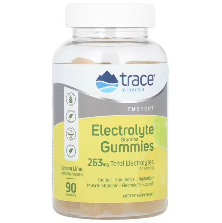 Trace Minerals Electrolyte Stamina Gummies / Електроліти лимон лайм 90 жувальних мармеладок