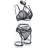 Жіноча білизна чорного кольору з чоппером і пояс з підв'язками (без панчох), фото 2