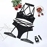Жіноча білизна чорного кольору з чоппером і пояс з підв'язками (без панчох), фото 3