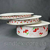 1,5 см Стрічка репсова з принтом на метраж - #735/1 біла, фото 4