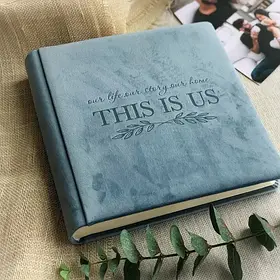 Фотоальбом з велюру весільний "This is us" Блакитний 23х23 см 30 листів
