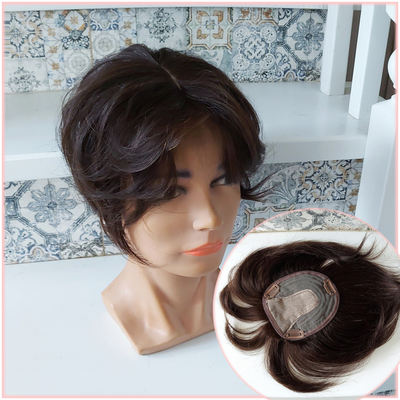 Накладка топпер з натуральних волосся на потилицю, моно-система MELIA max 8"- 4, фото 1