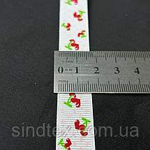 1,5 см Стрічка репсова з принтом на метраж - #735/1 біла, фото 3