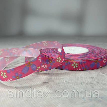 1,5 см Стрічка репсова з принтом на метраж - #750/1 малиновий, фото 1