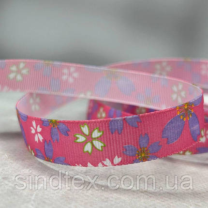 1,5 см Стрічка репсова з принтом на метраж - #750/1 малиновий, фото 2