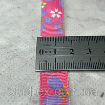 1,5 см Стрічка репсова з принтом на метраж - #750/1 малиновий, фото 3