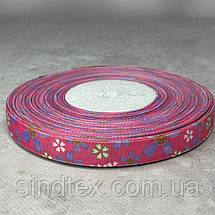 1,5 см Стрічка репсова з принтом на метраж - #750/1 малиновий, фото 4