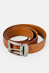 Чоловічий ремінь зі шкіри крокодила Crocodile skin коричневий 120 см