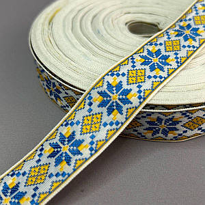 2см Тесьма национальная с орнаментом - жовто-блакитна