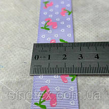 2,5 см Стрічка репсова з принтом на відріз - #735/2 бузковий, фото 3