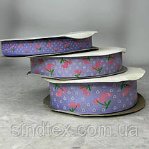 2,5 см Стрічка репсова з принтом на відріз - #735/2 бузковий, фото 4