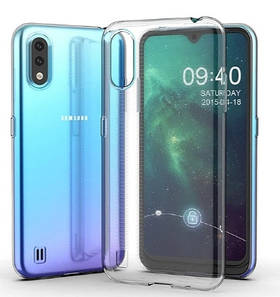 Силіконовий чохол для Samsung Galaxy A01 - Прозорий (із заглушками)