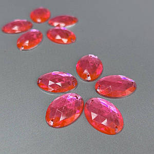 20 шт - Стрази акрилові пришивні 18х25 мм, рожевий