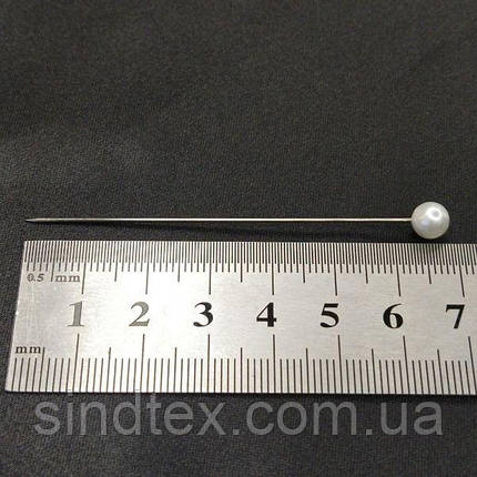 6,5 см шпильки кравецькі з білою кулькою (50шт) в органайзері, фото 4