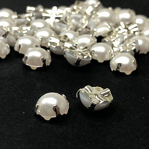 7 мм - Напівбусини в оправі, пришивні - 10г білий