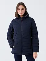 Куртка демисезонная удлиненная с капюшоном женская LC Waikiki W31112Z8DWP 40 Синяя (8683118831807)