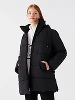Куртка демисезонная удлиненная с капюшоном женская LC Waikiki W3BC89Z8CVL L Черная (8683120066419)