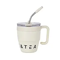 Термочашка на 480 мл із трубочкою та подвійним відкриванням Coffee & Tea біле