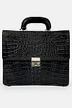 Чоловічий портфель із натуральної шкіри крокодила Crocodile skin 6206 чорний, фото 2