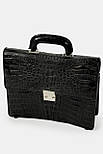 Чоловічий портфель із натуральної шкіри крокодила Crocodile skin 6206 чорний, фото 3
