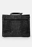 Чоловічий портфель із натуральної шкіри крокодила Crocodile skin 6206 чорний, фото 5